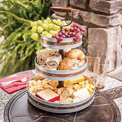 Tiered Serving Stand 3 Tier Tray With Handle Party Trays and Platters Galvanized