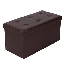 Faux Leather Folding Storage Ottoman Bench, Storage Chest / Footrest