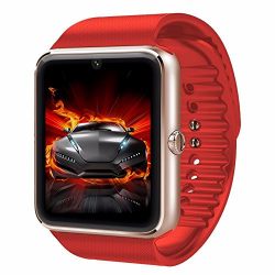 CNPGD All-in-1 Smartwatch and Watch Cell Phone Red for iPhone, Android