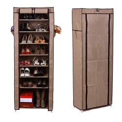 10-Tier Shoe Tower Rack with Cover 27-Pair Space Saving Shoe Storage Organizer Moch