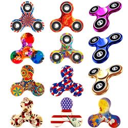 12 Pack Fidget Spinner, EDC Hand Tri-Spinner Fidget Stress Relief Toys