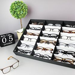 Eyewear Storage Tray Display Case - 18 Slots Eyeglasses Sunglasses