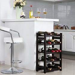 SONGMICS Wood 20-Bottle Wine Display Rack Free Standing Bottles Storage Shelf