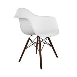 Poly and Bark Vortex Arm Chair Walnut Leg, White, Set of 2