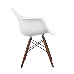 Poly and Bark Vortex Arm Chair Walnut Leg, White, Set of 2