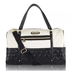 Betsey Johnson Be Mine Quilted Carry On Weekender Travel Duffel Bag - Cream/Black