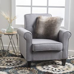 Mills Tufted Grey Fabric Club Chair