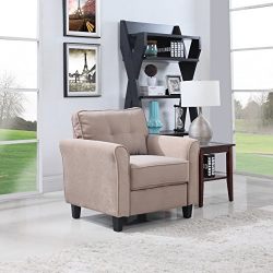 Classic Brush Microfiber Fabric Living Room Accent Chair (Hazelnut)