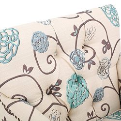 Medford Fabric Club Chair w/ Nailhead Accents (White and Blue Floral)