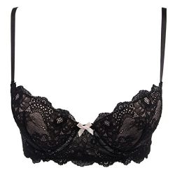 Betsey Johnson 2 Pack Women Longline Lace Balconette Bras Cute Sexy Underwire Ladies Push-Up Support
