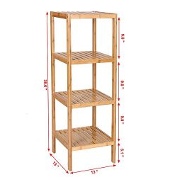 Bamboo Bathroom Shelf 4-Tier Multifunctional Storage Rack Shelving Unit