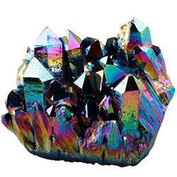 Rainbow Aura Titanium Coated Crystal Cluster