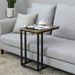 Mobile Snack Side End Table for Coffee Laptop Tablet Slides Next to Sofa