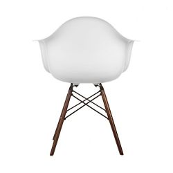 Poly and Bark Vortex Arm Chair Walnut Leg, White, Set of 2
