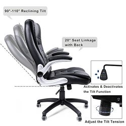 Big & Tall Office Chair with High Back Thick Seat and Adjustable Armrest Tilt Function