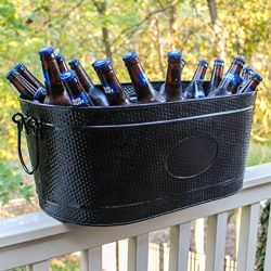 Heavy-Duty Black Galvanized Creighton Pebbled Beverage Tub