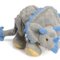 goDog Dinos Triceratops With Chew Guard Technology Tough Plush Dog Toy, Grey, Large
