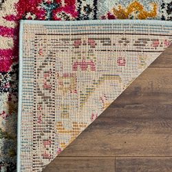 Safavieh Monaco Collection Vintage Bohemian Light Blue and Fuchsia Distressed Area Rug (5'1" x 7'7")