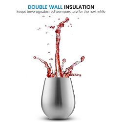 Stainless Steel Wine Glasses - Set of 4 Large & Elegant 18 Oz. Premium Grade