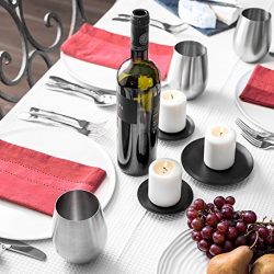 Modern Innovations Stainless Steel Stemless Wine Glasses, Set of 4