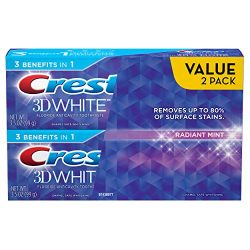 Crest 3D White Whitening Toothpaste, Radiant Mint, 3.5 oz, Pack of 2