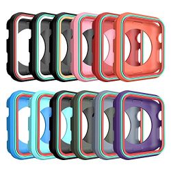 AWINNER Colorful Case for Apple Watch 38mm,Shock-proof and Shatter-resistant Protective iwatch Silicone Case for Apple Watch Series 3,Series 2,Series 1, Nike+,Sport,Edition (12-Colour)