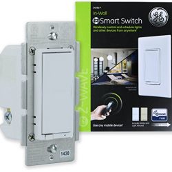 GE Z-Wave Plus Wireless Smart Lighting Control Smart Switch, On/Off, In-Wall, Includes White & Light Almond Paddles and Zwave Repeater Range Extender, Hub Required, 14291, Works with Alexa