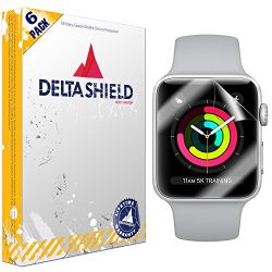 Apple Watch Screen Protector (42mm Series 3/2/1 Compatible)[6-Pack], DeltaShield BodyArmor Full Coverage Screen Protector for Apple Watch Military-Grade Clear HD Anti-Bubble Film