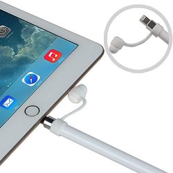 [3-Piece] Fintie for Apple Pencil Cap Holder / Nib Cover / Lightning Cable Adapter Tether for Apple iPad Pro / iPad 2018 (6th Generation) Pencil, White