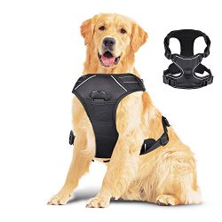 Creaker Large Dog Harness, Front Range No Pull Adjustable Pet Reflective Oxford Material Soft Vest Harness for Large Dogs