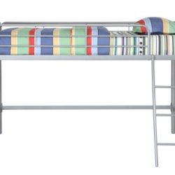 DHP Junior Loft Bed Frame With Ladder, Multifunctional Space-Saving Design, Silver