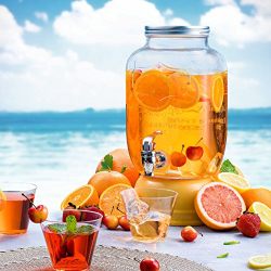 FineDine Glass Beverage Dispenser Mason Jar with Leak Proof Spigot, 1 Gallon
