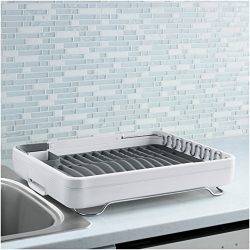 KOHLER Large Collapsible & Storable Dish Drying Rack with Wine Glass Holder
