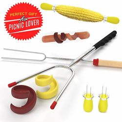 Marshmallow Roasting Sticks-Smores Sticks-Stainless Steel Roasting Sticks-Bonfire Sticks-Campfire Accessories-Сampfire Extendable Forks-Smores Kit-Marshmallow Set-Marshmallow Roaster- Great Gift
