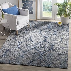 Safavieh Madison Collection Navy and Silver Area Rug (6'7" x 9'2")