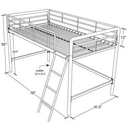 DHP Junior Loft Bed Frame With Ladder, Multifunctional Space-Saving Design, Silver