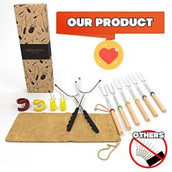 Marshmallow Roasting Sticks-Smores Sticks-Stainless Steel Roasting Sticks-Bonfire Sticks-Campfire Accessories-Сampfire Extendable Forks-Smores Kit-Marshmallow Set-Marshmallow Roaster- Great Gift