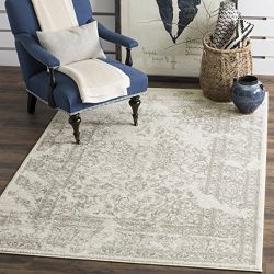 Safavieh Adirondack Collection Ivory and Silver Oriental Vintage Distressed Square Area Rug (10' Square)