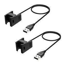 Cablor Charger for Fitbit Charge 2, 2 PCS Replacement USB Charging Charger Cables for Fitbit Charge 2 with Cable Cradle Dock Adapter for Fitbit Charge 2 Smart Watch(Black,55cm)