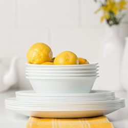 Corelle Livingware 18-Piece Glass Dinnerware Set, Winter Frost White, Service for 6