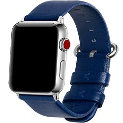 5 Colors for Apple Watch Bands 42mm, Fullmosa Show Calf Leather Replacement Band/Strap with Stainless Steel Clasp for Apple iWatch Series 1 2 3 Sport and Edition Versions 2015 2016 2017,Dark Blue