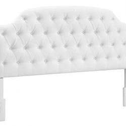 Dorel Living Lyric Button Tufted Faux Leather Headboard, King, White