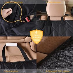 Bonve Pet Dog Seat Cover - Waterproof Pets Car Seat Covers Liner – with 2 Adjustable Pet Car Seats Safety Belts Best Dog Hammock Bench Protector for Cars, SUV, Truck Backseat