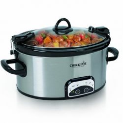 Crock-Pot 6-Quart Programmable Cook & Carry Oval Slow Cooker, Stainless Steel
