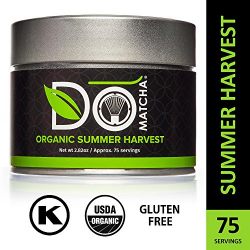 DoMatcha - Organic Summer Harvest Matcha Powder, Authentic Japanese Green Tea Rich with Antioxidants and L-Theanine, Gluten Free and Kosher, 75 Servings (2.82 oz)