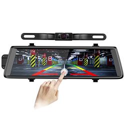 Pruveeo D700-Plus 10-Inch Touch Screen Backup Camera Dash Cam Front