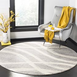 Safavieh Adirondack Collection Grey and Cream Modern Round Area Rug (6' in Diameter)