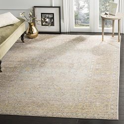 Safavieh Valencia Collection Grey and Multi Vintage Distressed Silky Polyester Area Rug (6' x 9')