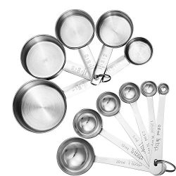 Accmor 11 Piece Stainless Steel Measuring Spoons Cups Set, Premium Stackable Tablespoons Measuring Set