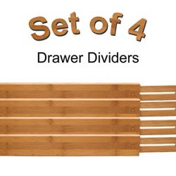Lipper International Bamboo Kitchen Drawer Dividers, - Adjust From 22" to 17 ⅜"
